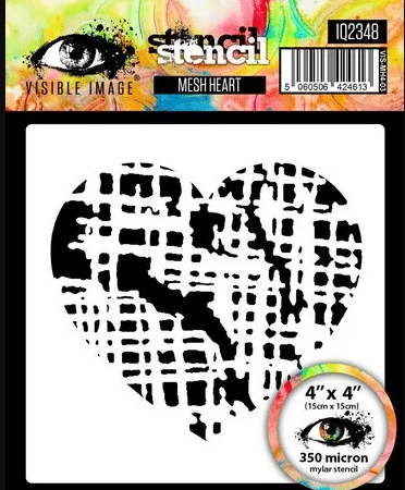 Visible Image Mesh Heart 4x4 Inch Stencil