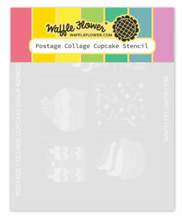 WAFFLE FLOWER - Postage Collage Cupcake Stencil