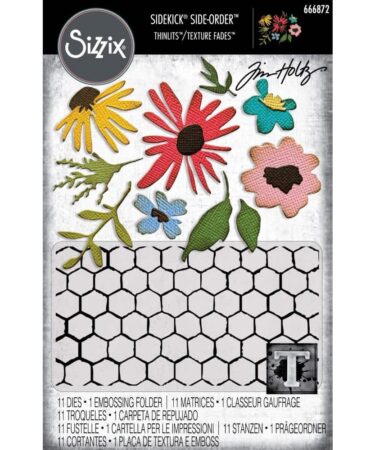 Sizzix 2D Embossing Folder and Thinlits 11/Pkg by Tim Holtz - Vault Side-Order Floristry