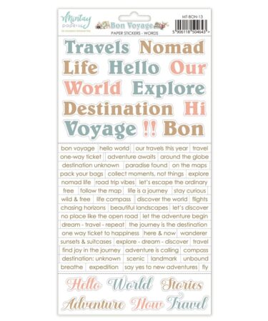 MINTAY - Collezione Bon Voyage -Paper Stickers - Words (6"x12")