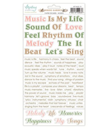 MINTAY - Collezione  Music Garden - Paper Stickers - Words (6"x12")