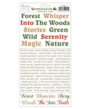 MINTAY - Collezione Wildwood Secrets- Paper Stickers - Words (6"x12")