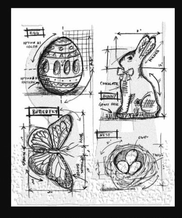 Tim Holtz Cling Stamps 7"X8.5" - Easter Blueprint