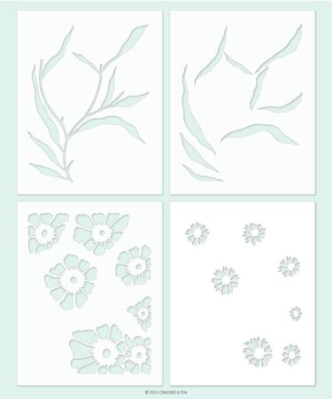 Concord & 9th - Petal Print Stencil Pack (4 qty; 4.75 x 6)