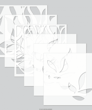 Concord & 9th - Kristina Werner - Long Line Leaves Stencil Pack (6 qty; 6 x 6)