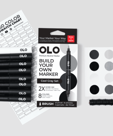 OLO - COOL GRAY SET – 8 pennarelli punta brush
