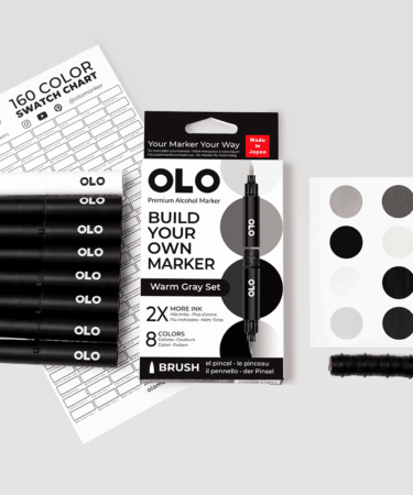 OLO - WARM GRAY SET – 8 pennarelli punta brush