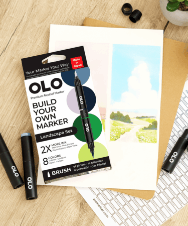 Alternative view of OLO - LANDSCAPE SET – 8 pennarelli punta brush