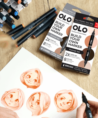 Alternative view of OLO - PORTRAIT SET – 8 pennarelli punta brush