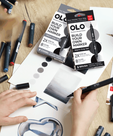 Alternative view of OLO - WARM GRAY SET – 8 pennarelli punta brush