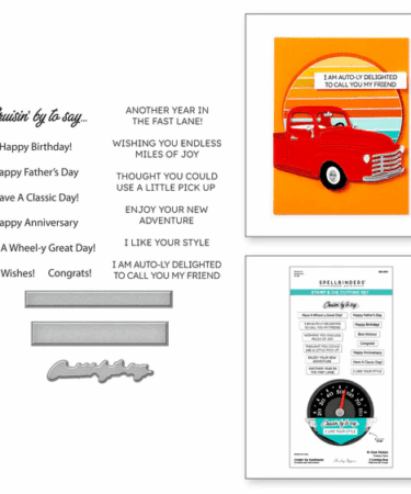 SPELLBINDERS - Cruisin' By Sentiments Clear Stamp & Die Set