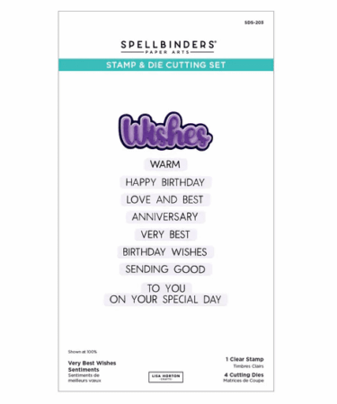 SPELLBINDERS - Very Best Wishes Sentiments Clear Stamp & Die Set