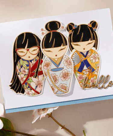 Alternative view of SPELLBINDERS - Kokeshi Dolls BetterPress Plate & Die Set