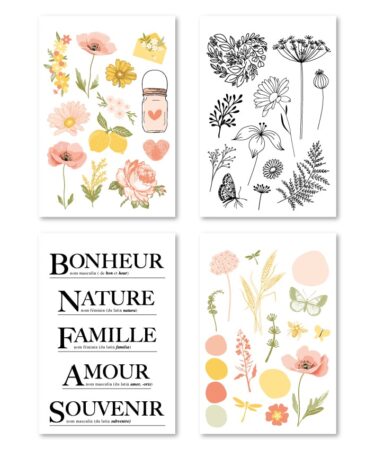 Florilèges Design -Collezione Farandole - 4 Planches Stickers FARANDOLE