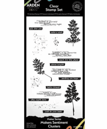 Arden Creative Studio Maker Series 4x8 Inch Clear Stamp Set - Maker's Sentiment Clusters (19pcs)