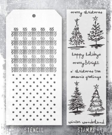 Tim Holtz Mixed-Media Stamps & Stencil - Scribbly Christmas