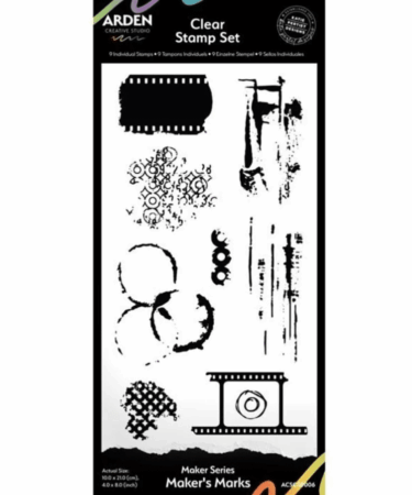 Arden Creative Studio Maker Series 4x8 Inch Clear Stamp Set - Maker's Marks (9pcs)