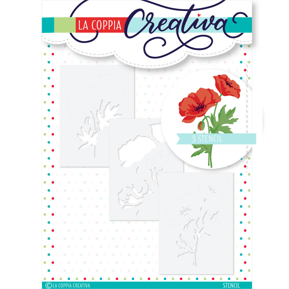 LA COPPIA CREATIVA -stencil - Due papaveri -