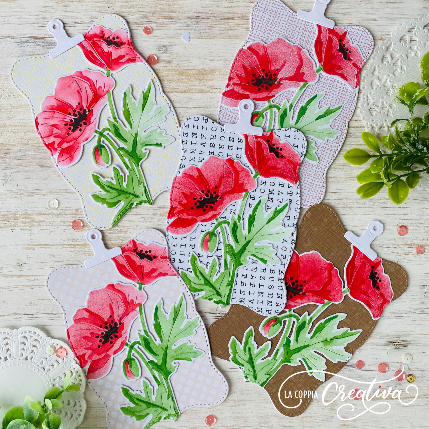 LA COPPIA CREATIVA -stencil - Due papaveri - - immagine 2