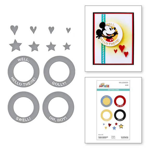 Spellbinders - from the Say Cheese Classic Mouse Collection - Frame & Sentiments Etched Dies