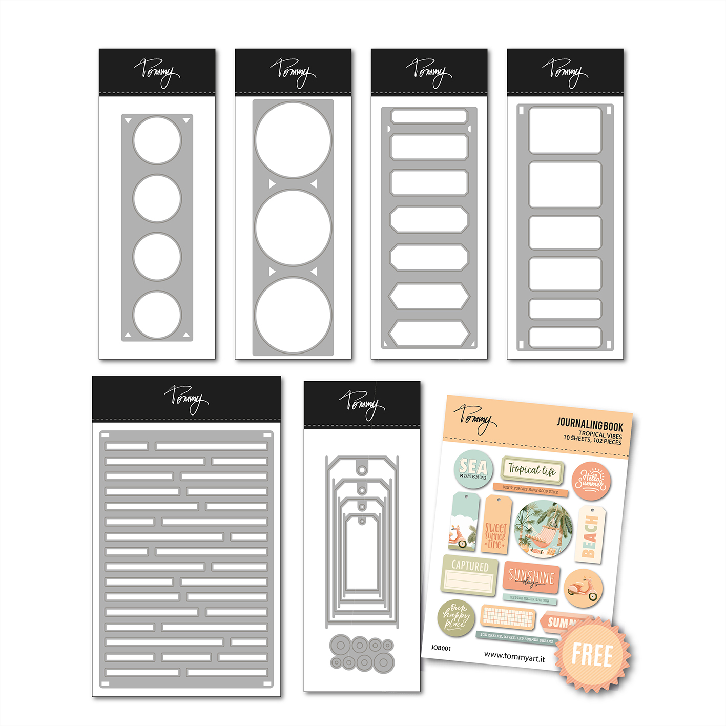TOMMY ART - Bundle Basic Die + 6 Fustelle + 1 Journaling book in omaggio