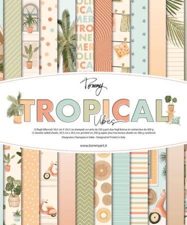 TOMMY ART - Tommy paper pack - Tropical vibes 12 fogli bifacciali da 250g + 2 fogli speciali da 300g