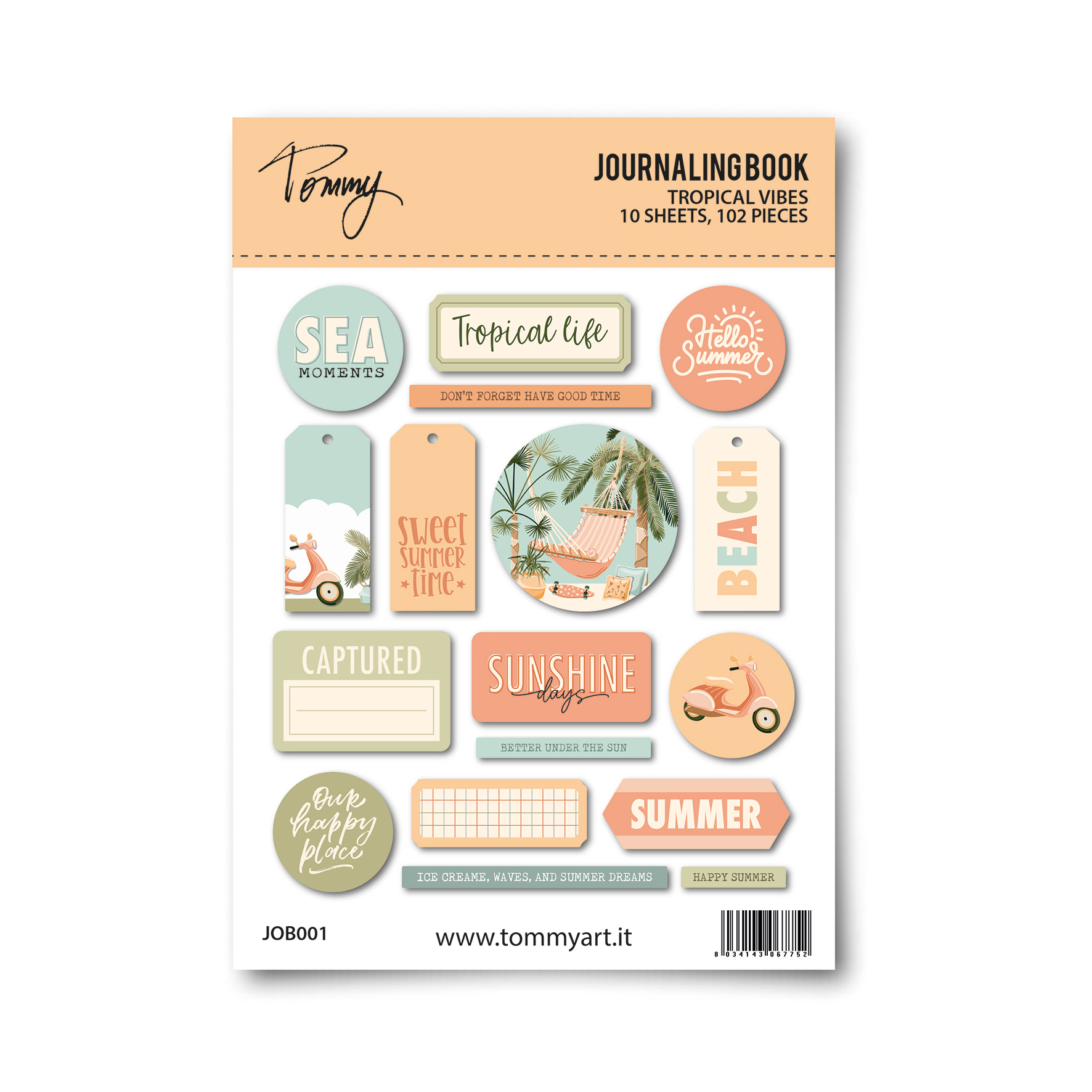 TOMMY ART - Journaling BOOK Tropical vibes - 10 pagine 15x21 cm - 102 decori