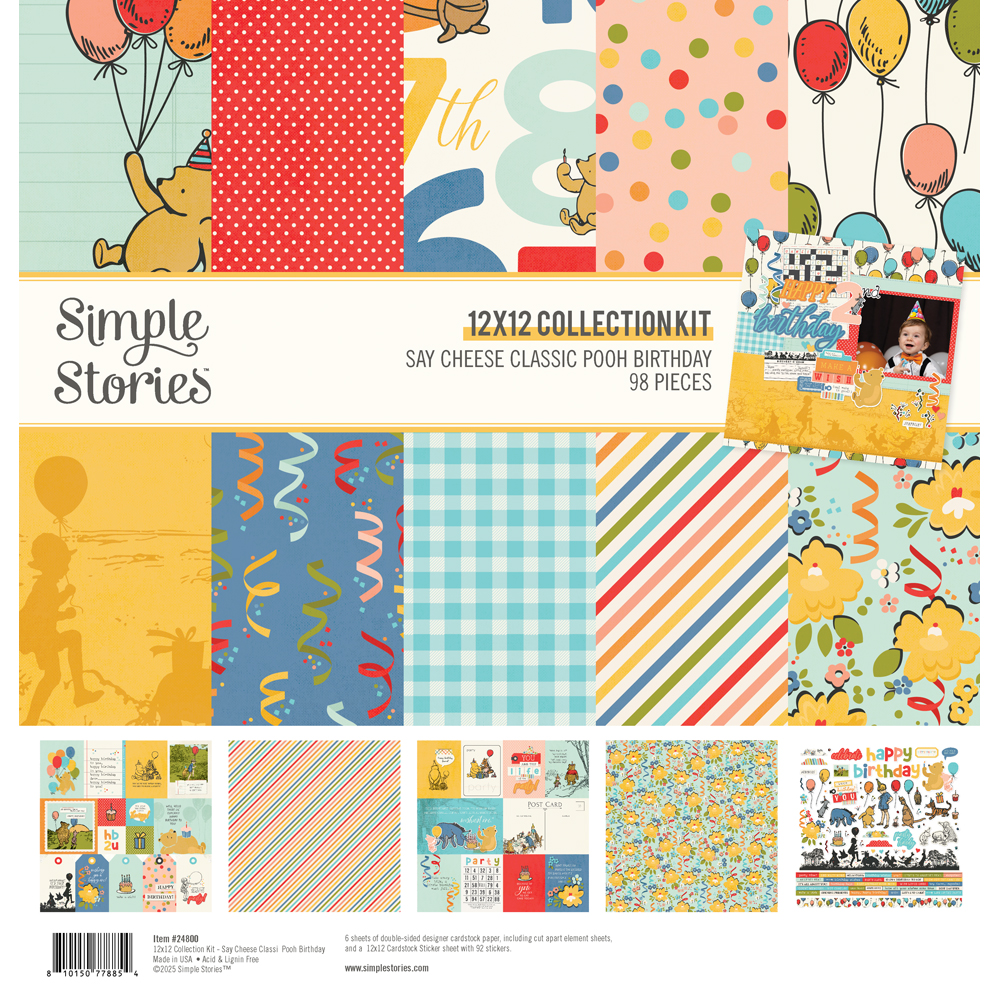 SIMPLE STORIES - Collezione Say Cheese Classic Pooh Birthday- Collection Kit