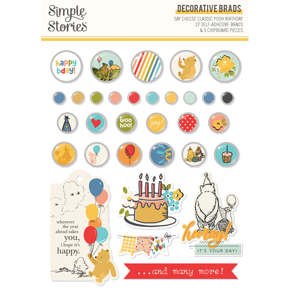 SIMPLE STORIES - Collezione Say Cheese Classic Pooh Birthday- Decorative Brads