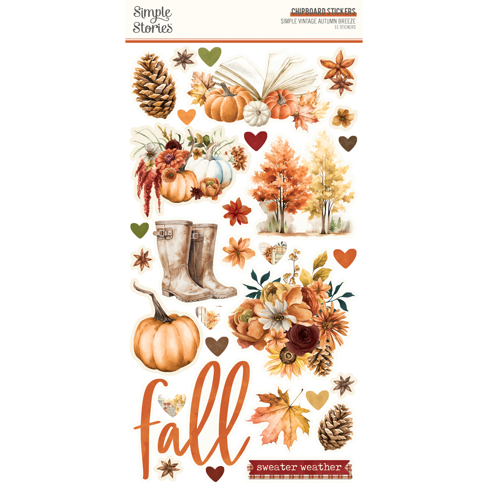 SIMPLE STORIES - Collezione Simple Vintage Autumn Breeze - 6x12 Chipboard