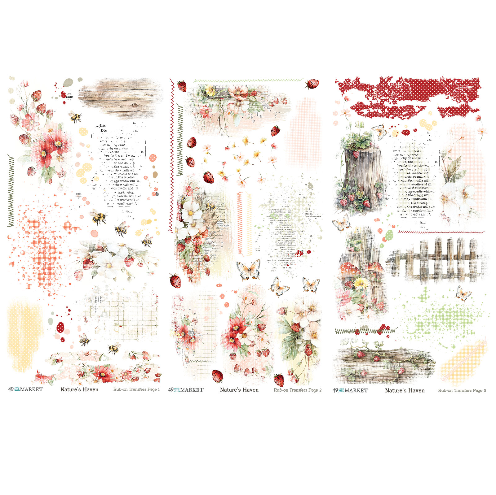 49 AND MARKET COLLEZIONE Nature's Haven 6x12 Rub-on Transfer Set - immagine 2