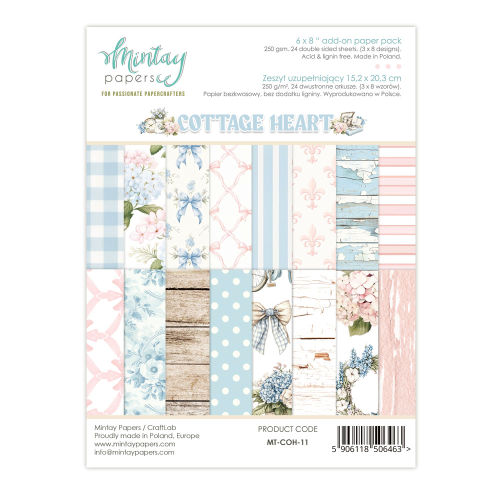 MINTAY PAPERS - Collezione Cottage Heart - Add-On Paper Pack (6"x8")