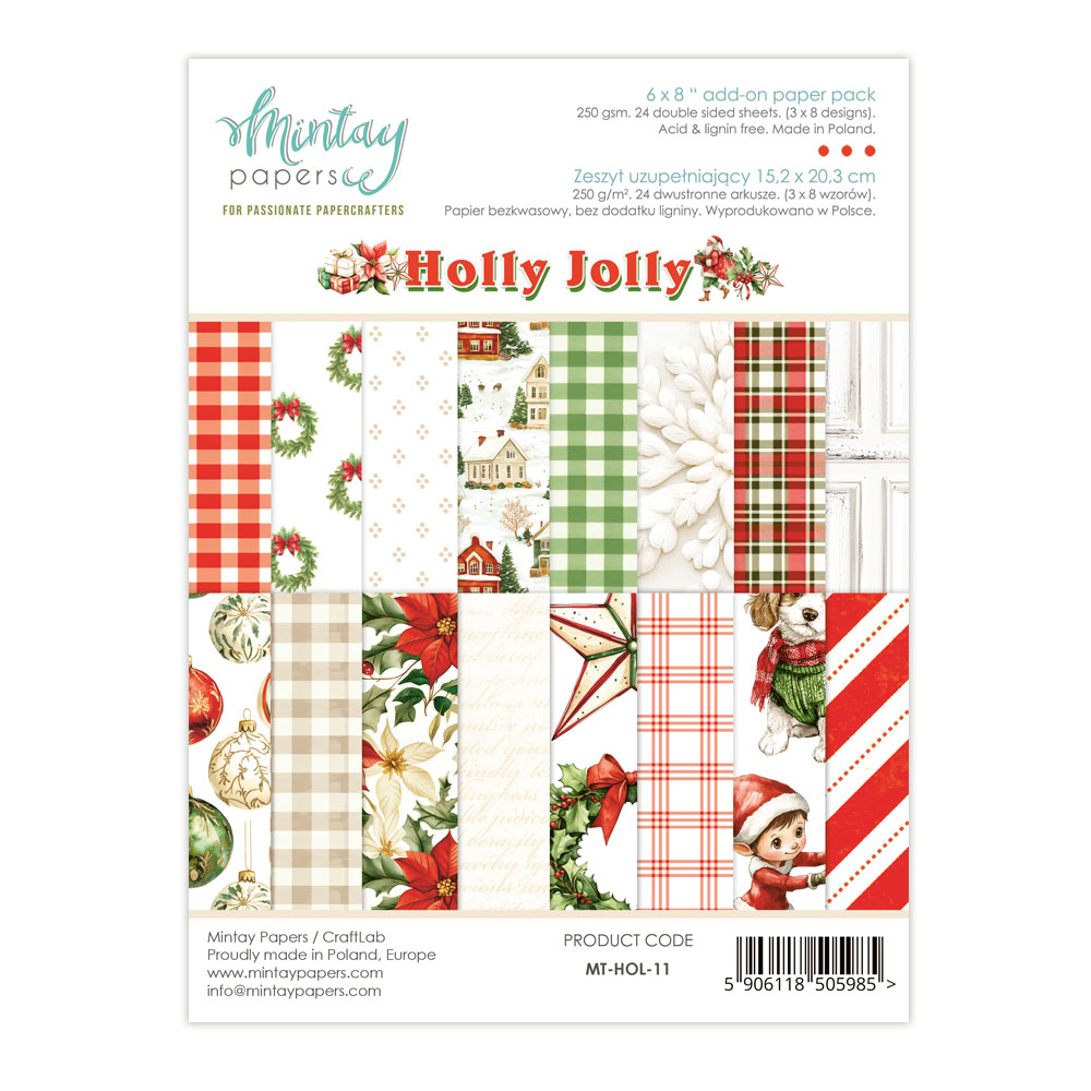 MINTAY PAPERS - Collezione Holly Jolly - Add-On Paper Pack (6"x8")