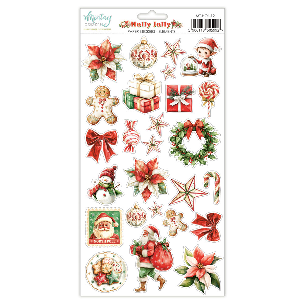 MINTAY PAPERS - Collezione Holly Jolly - Paper Stickers - Element (6"x12")