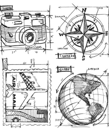Stampers Anonymous Tim Holtz Cling Stamps Travel Blueprint