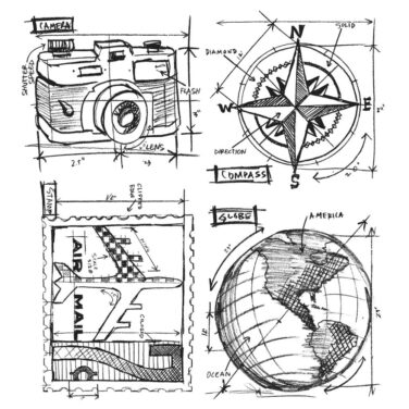 Stampers Anonymous Tim Holtz Cling Stamps Travel Blueprint