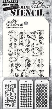 Stampers Anonymous  Tim Holtz Layering Mini Stencil (3pcs) Set #7