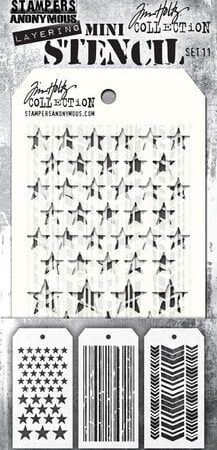 Stampers Anonymous  Tim Holtz Layering Mini Stencil (3pcs) Set #11