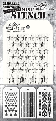 Stampers Anonymous  Tim Holtz Layering Mini Stencil (3pcs) Set #11