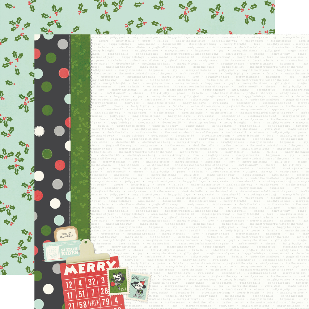 SIMPLE STORIES - Collezione Say Cheese Classic Mouse Christmas - Carta patterned 12x12 - Merry Magic