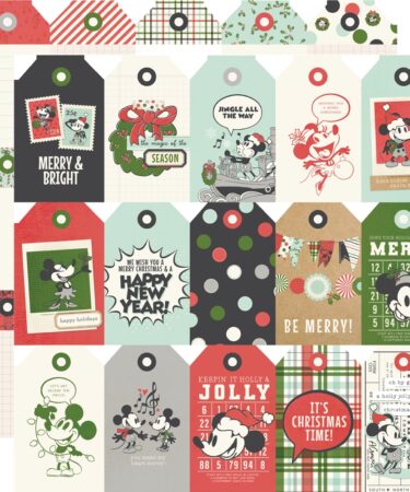 SIMPLE STORIES - Collezione Say Cheese Classic Mouse Christmas - Carta patterned 12x12 -Tag Elements