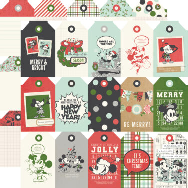 SIMPLE STORIES - Collezione Say Cheese Classic Mouse Christmas - Carta patterned 12x12 -Tag Elements