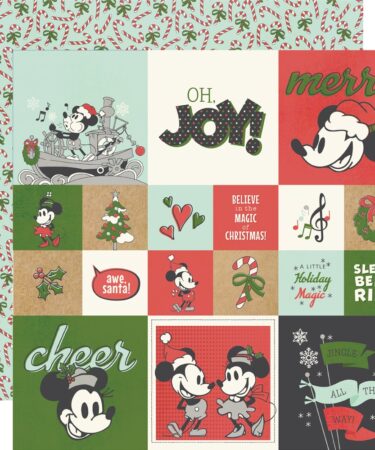 SIMPLE STORIES - Collezione Say Cheese Classic Mouse Christmas - Carta patterned 12x12 - 2x2/4x4 Elements