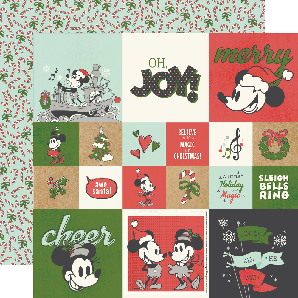 SIMPLE STORIES - Collezione Say Cheese Classic Mouse Christmas - Carta patterned 12x12 - 2x2/4x4 Elements