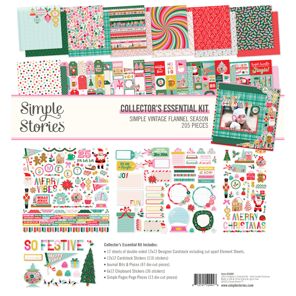 SIMPLE STORIES - Collezione Hard Candy Christmas - Collector's Essential Kit