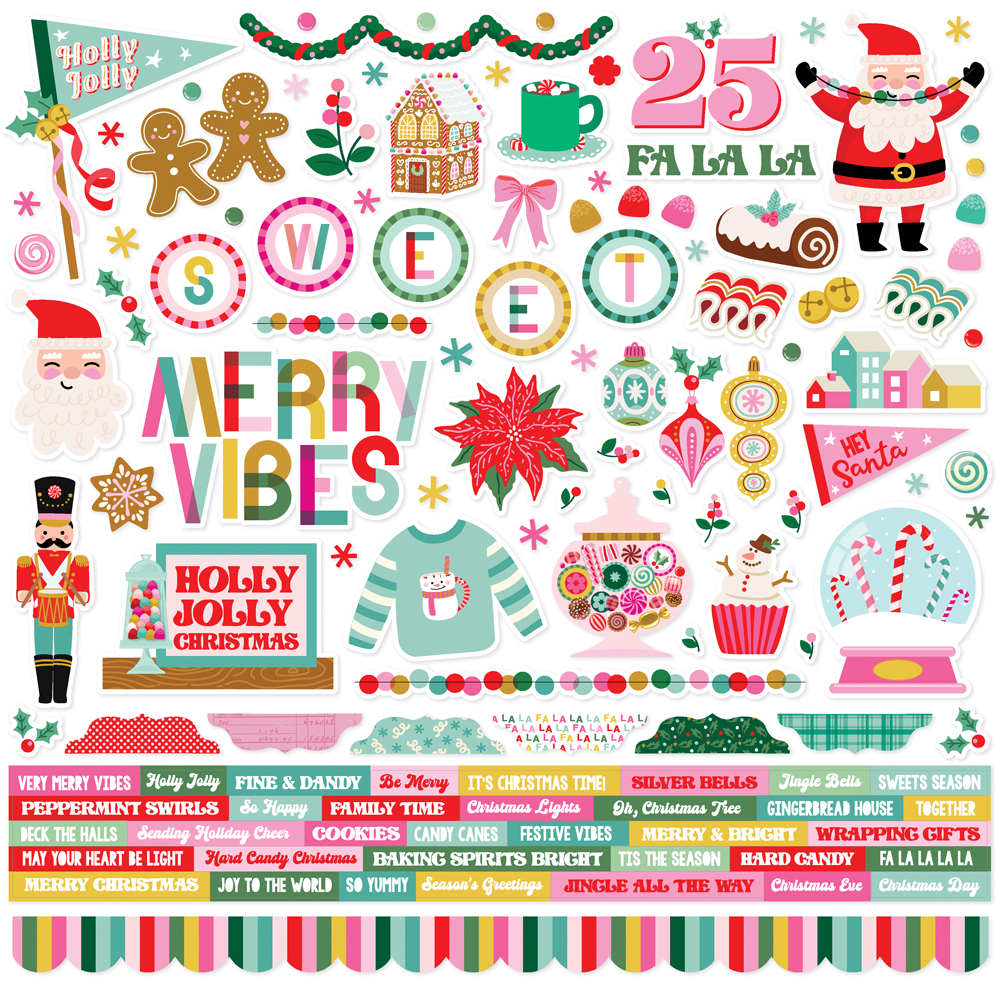 SIMPLE STORIES - Collezione Hard Candy Christmas - Cardstock Stickers