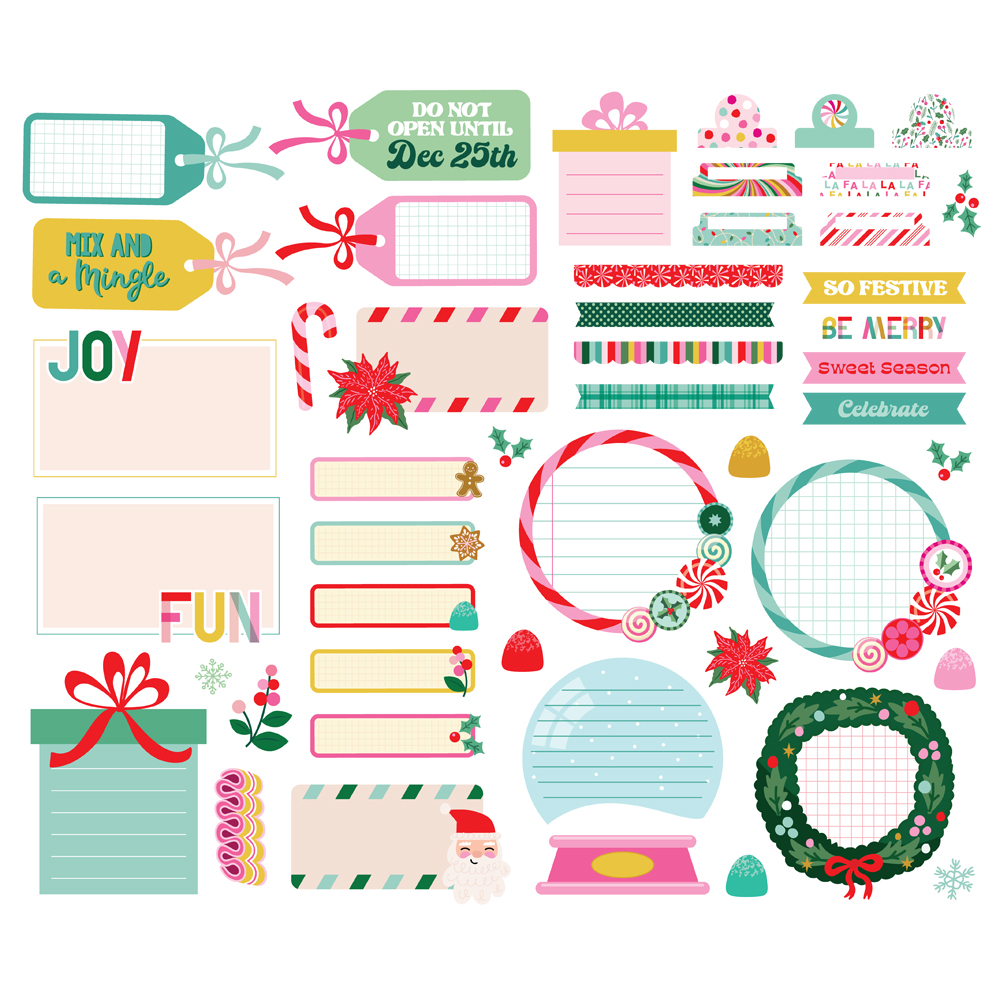 SIMPLE STORIES - Collezione Hard Candy Christmas - Journal Bits & Pieces - immagine 2