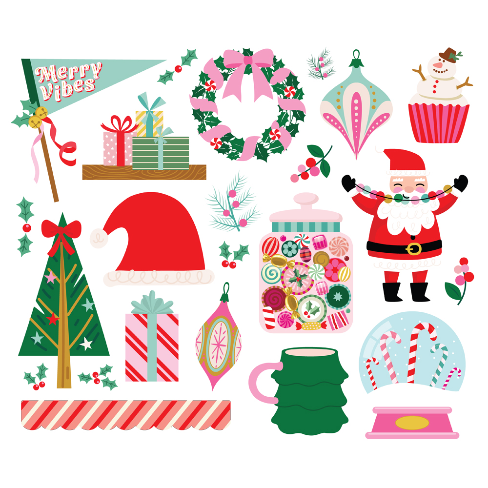 SIMPLE STORIES - Collezione Hard Candy Christmas - Big Bits & Pieces - immagine 2