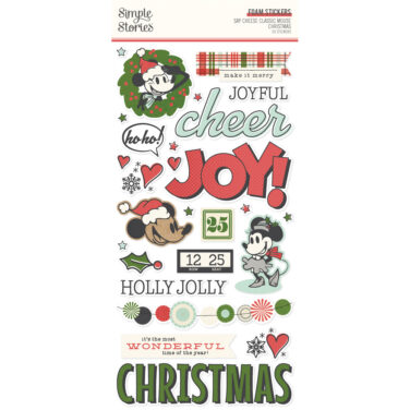 SIMPLE STORIES - Collezione Say Cheese Classic Mouse Christmas -  Foam Stickers