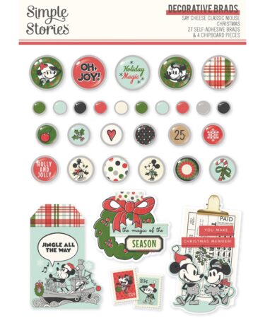 SIMPLE STORIES - Collezione Say Cheese Classic Mouse Christmas - Decorative Brads
